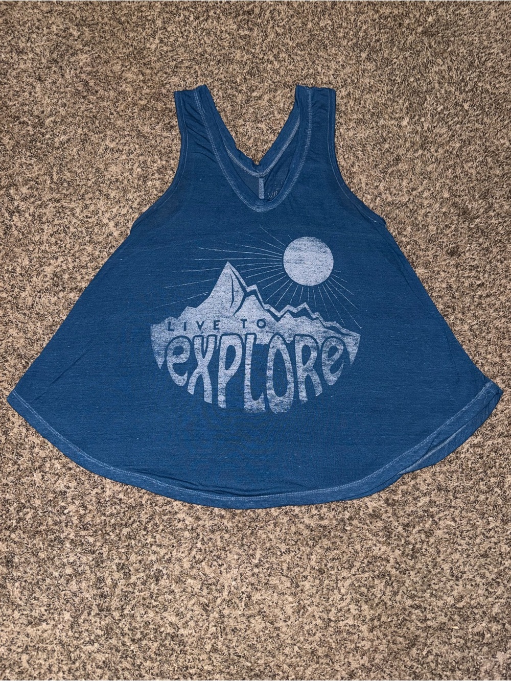 L.O.L. Vintage Blue Graphic Tank with Explore Print